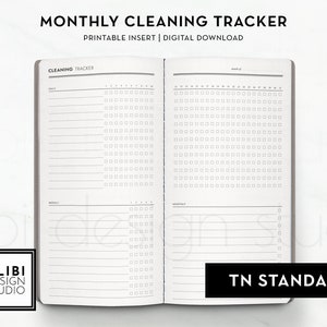 Standard TN, Cleaning Tracker Reinigingsschema Gewoontetracker Reinigingsroutine klusschema Travelers Notebook Afdrukbare bijlagen