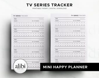 HP MINI TV Show Tracker Episode Tracker Mini Happy Planner Printables Inserts Tv Series Tv Reviews Tv Library Planner Watchlist