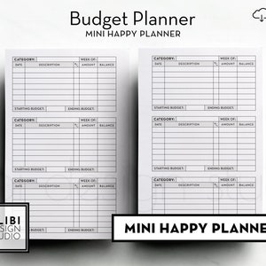 HP MINI Budget Planner Expense Tracker Mini Happy Planner Printable Inserts Bill Tracker