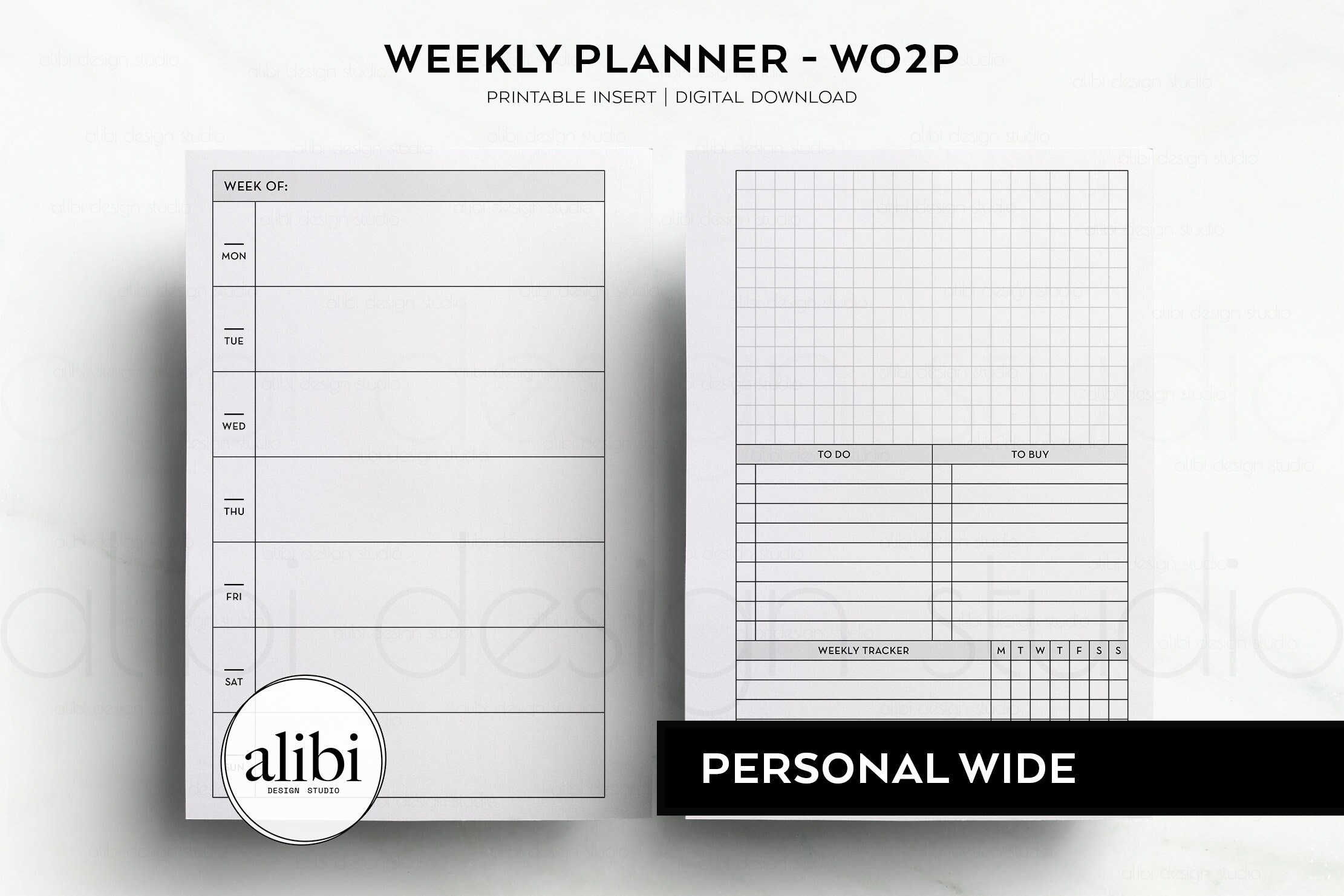 Personal WIDE Weekly Planner Week on 2 Pages Personal Wide Printable ...