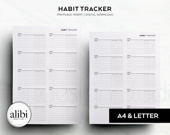 A4 US Letter Size Habit Tracker Weekly Planner Routine Tracker Printable Planner Inserts