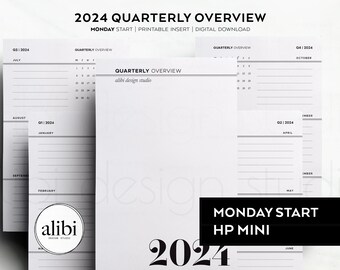 HP MINI 2024 Quarterly Overview Future Log 2024 Calendar Mini Happy Planner Printable Inserts | MONDAY start