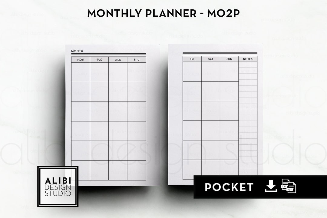 Pocket Monthly Planner Undated Calendar Pocket Printable Planner ...