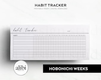 Hobonichi Weeks Habit Tracker Hobo Weeks Printable Planner Inserts Monthly Planner Horizontal Monthly Tracker