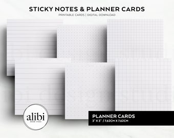 Printable Sticky Notes Printable Planner Cards Essential Jouraling Bundle 6 Designs | Minimal functional printable planner accessories