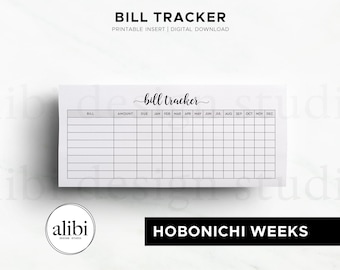 Hobonichi Weeks Bill Tracker Financial Planner Printable Insert Budget Organizer Digital Download