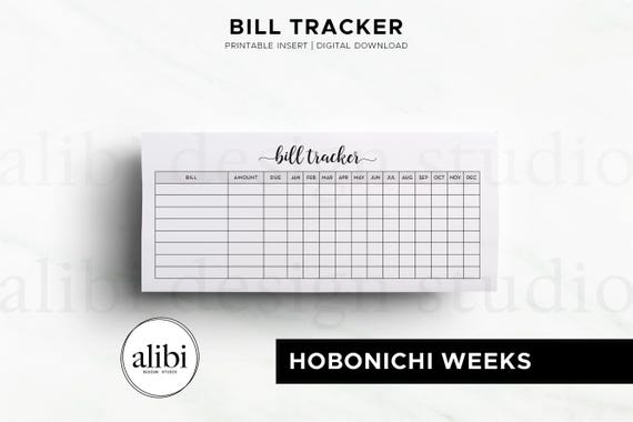 Hobonichi Weeks Bill Tracker Financial Planner Printable Insert Budget Organizer Digital Download