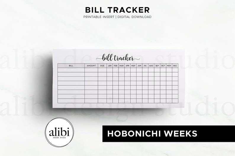 Planificador financiero Hobonichi Weeks con seguimiento de facturas, inserto imprimible y organizador de presupuesto (descarga digital) imagen 1