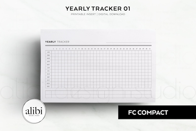 One Year Tracker FC Compact Year Tracker Habit Tracker Yearly Overview Mood Tracker ...