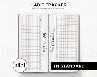 Standard TN Habit Tracker Monthly Planner Traveler's Notebook Printable Planner Inserts Daily Habits Monthly Checklist