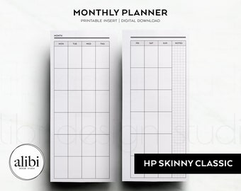 Skinny Classic Happy Planner Monthly Planner Undated Calendar Month on 2 Pages HP Half Sheet Printable Planner Inserts Student Planner