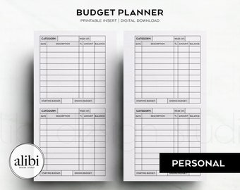 Personal Budget Planner Finance Planner Personal Printable Planner Inserts Expense Tracker