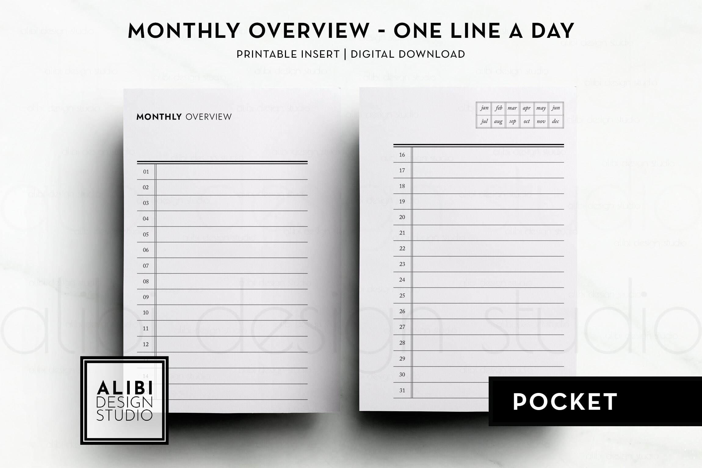 Pocket One Line a Day Monthly Overview Daily Gratitude - Etsy