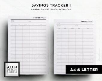 A4 Letter Savings Tracker Budget Planner Financial Planner Money Tracker Printable Planner Inserts