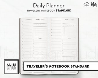 Standard TN, Daily Planner Daily Hourly Schedule Travelers Notebook Printable Planner Inserts Meal Planner To Do List Minimal Daily Overview