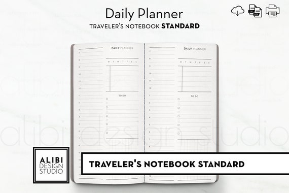 Standard TN, Daily Planner Daily Hourly Schedule Travelers Notebook Printable Planner Inserts Meal Planner To Do List Minimal Daily Overview
