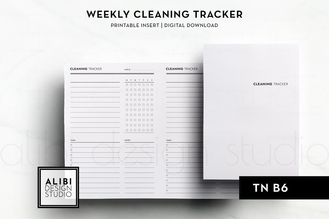 B6 TN Cleaning Tracker Cleaning Schedule Habit Tracker Weekly - Etsy