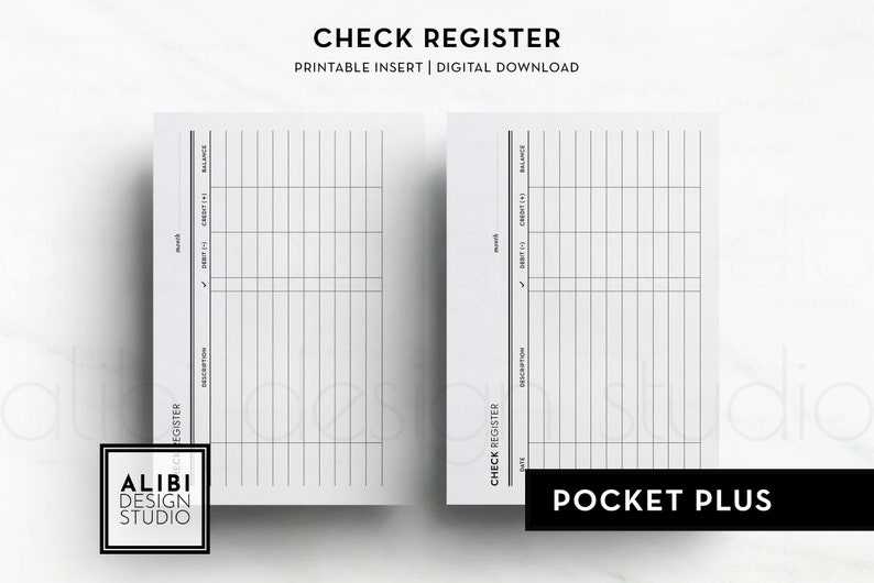 Pocket Plus Printable Checkbook Register Financial Planner Etsy