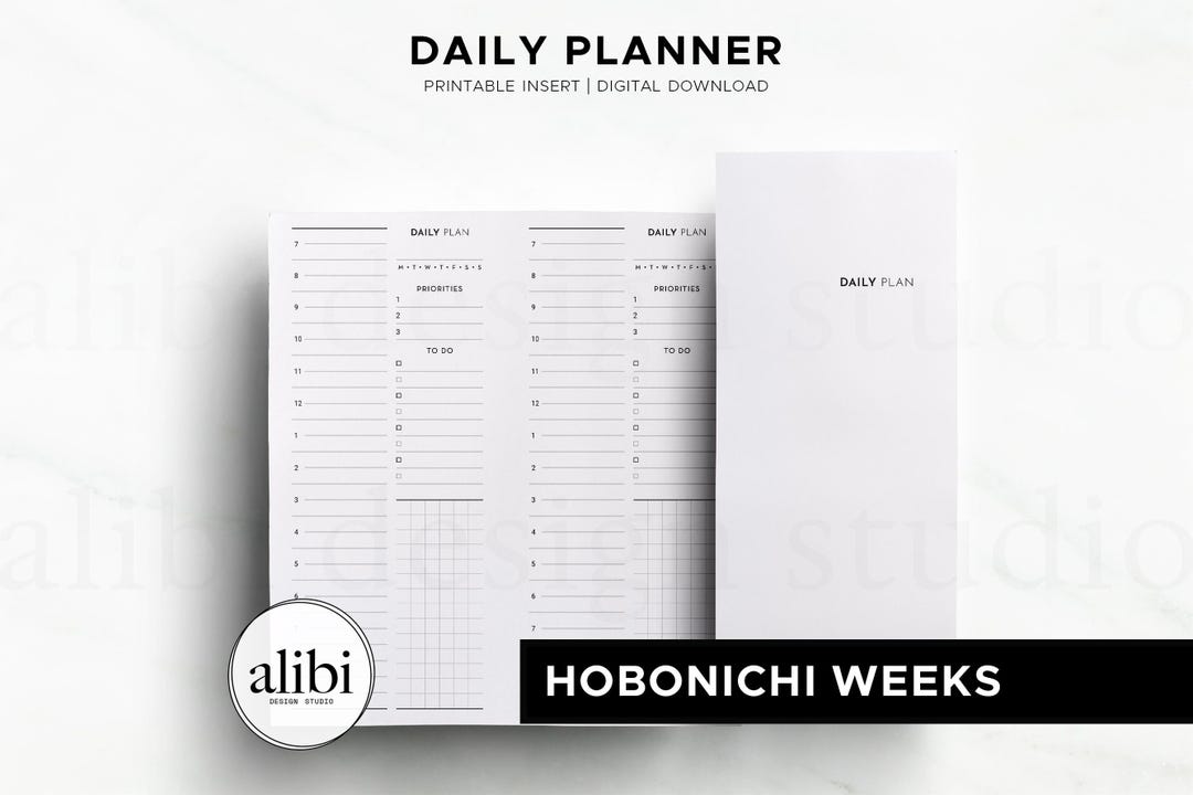 Hobonichi Weeks Daily Planner Insert Hourly Schedule Hobo Weeks Grid ...