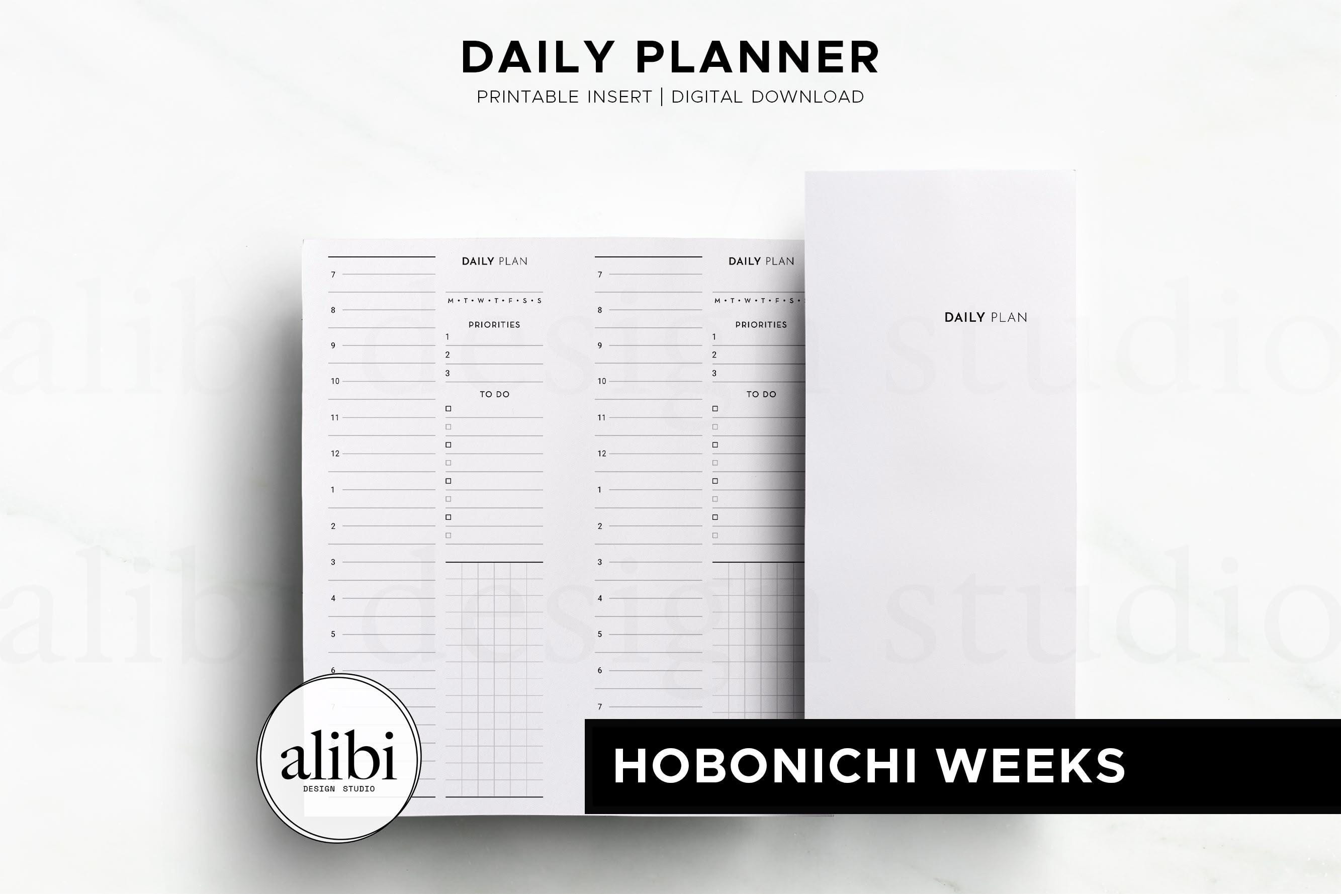 Hobonichi Weeks Daily Planner Insert Hourly Schedule Hobo Weeks Grid Paper Daily Planning Printable