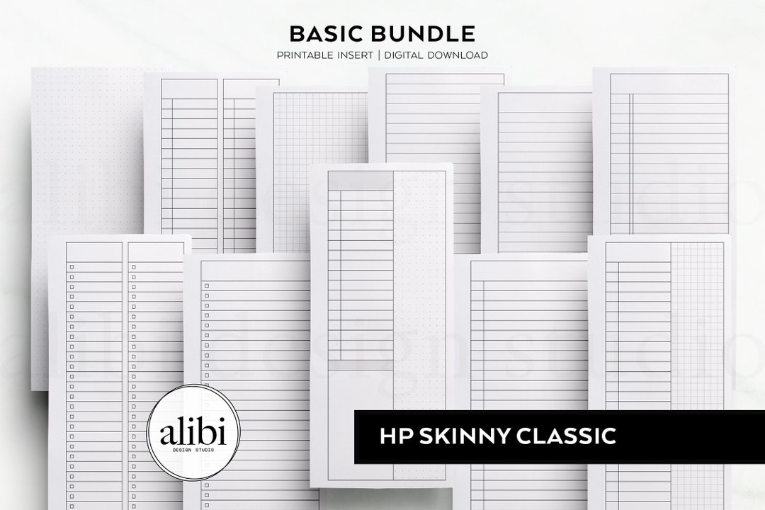 Skinny Classic Happy Planner Printable Inserts Grid Paper, Dot Grid ...