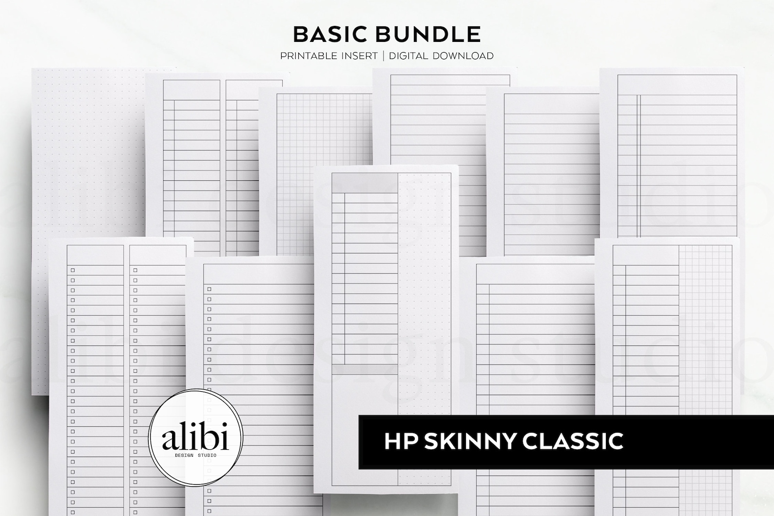 Skinny Menu Paper Skinny Classic Happy Planner Printable Inserts Grid Paper, Dot Grid ...