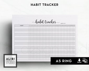 A5 Habit Tracker Monthly Planner A5 Printable Planner Inserts Routine Checklist Monthly Overview