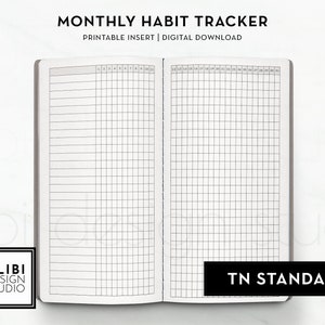 Standard TN Habit Tracker Monthly Planner Traveler&#39;s Notebook Printable Inserts Midori Regular