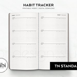 Standard TN Habit Tracker Weekly Planner Routine Tracker Travelers Notebook Printable Inserts Regular Midori Refill