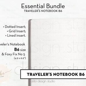 B6 TN, Travelers Notebook Printable Inserts Grid Paper Dot Grid Lined ...