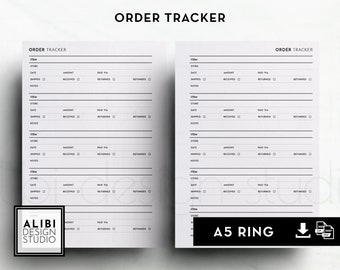 A5 Online Order Tracker Purchase Tracker A5 Printable Planner Insert Shopping Tracker Expense Tracker