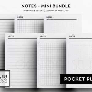 Pocket Plus, podstawowy pakiet notatek Notatki Papier w kratkę Papier w kropki Papier w linie Planer dla ucznia Wkładki do planera do druku Pocket XL