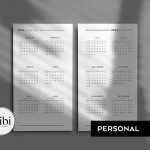 Personal 2024 Year At A Glance Dashboard 2024 Calendar - Etsy México