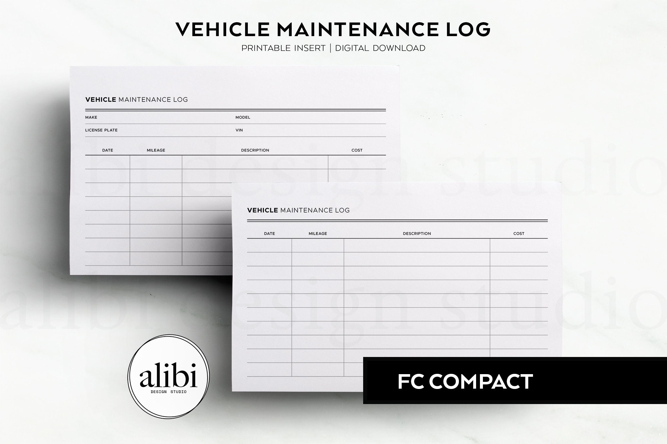 FC Compact Printable Vehicle Maintenance Log Franklin Covey Compact ...