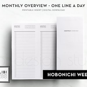 Hobonichi Weeks One Line a Day Monthly Overview Daily Gratitude Journal Mood Journal Hobo Weeks Printable Important Dates