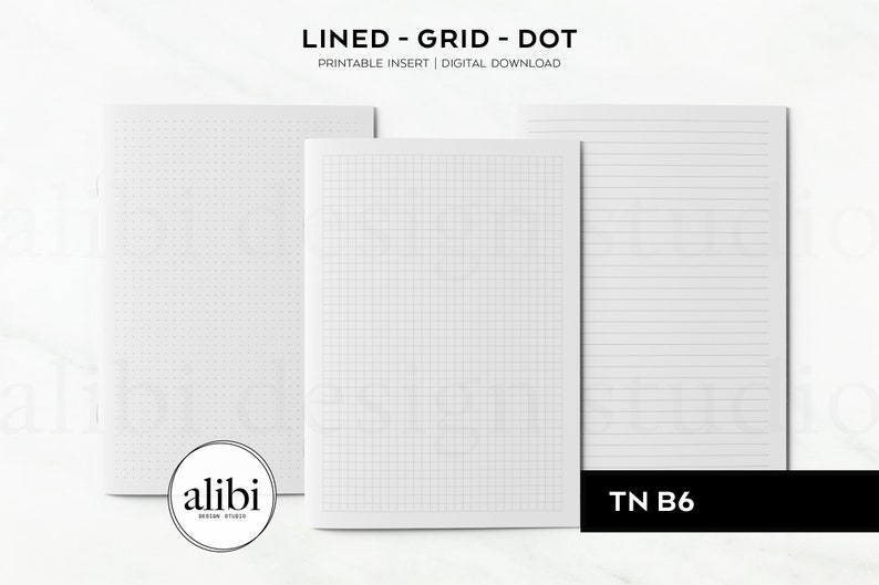 B6 TN Grid Paper Dot Grid Lined Paper Printables Travelers Notebook ...