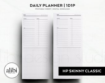 Skinny Classic Happy Planner 1D1P 1 Day 1 Page Daily Planner Daily Schedule To Do List One Day per Page HP Half Sheet Printable Inserts