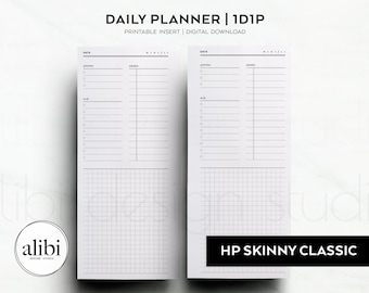 Skinny Classic Happy Planner Daily Planner Daily Schedule on One Page, To Do List Grid Paper HP Half Sheet Printable Inserts