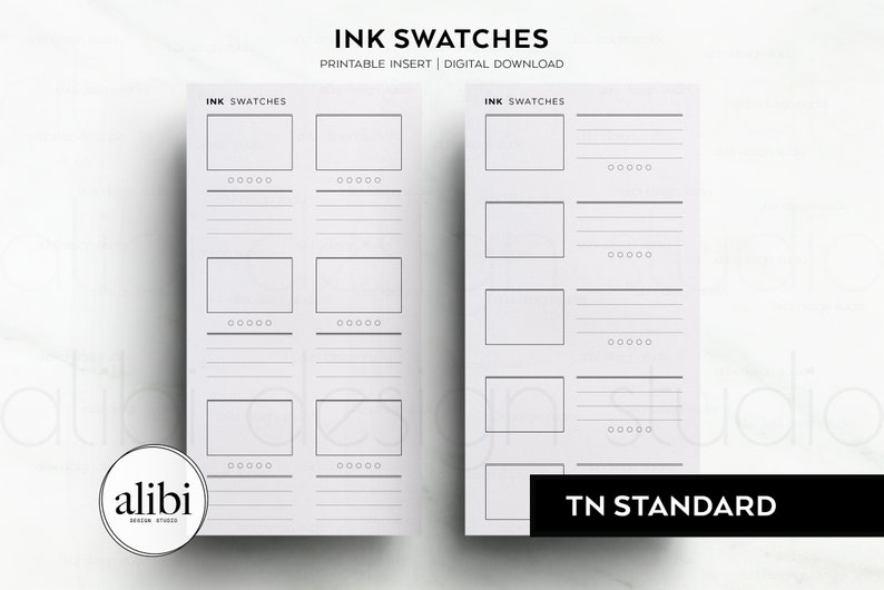 Printable Ink Tra Standard TN Ink Swatches Printable Book Ink Collection Color Swatch ...