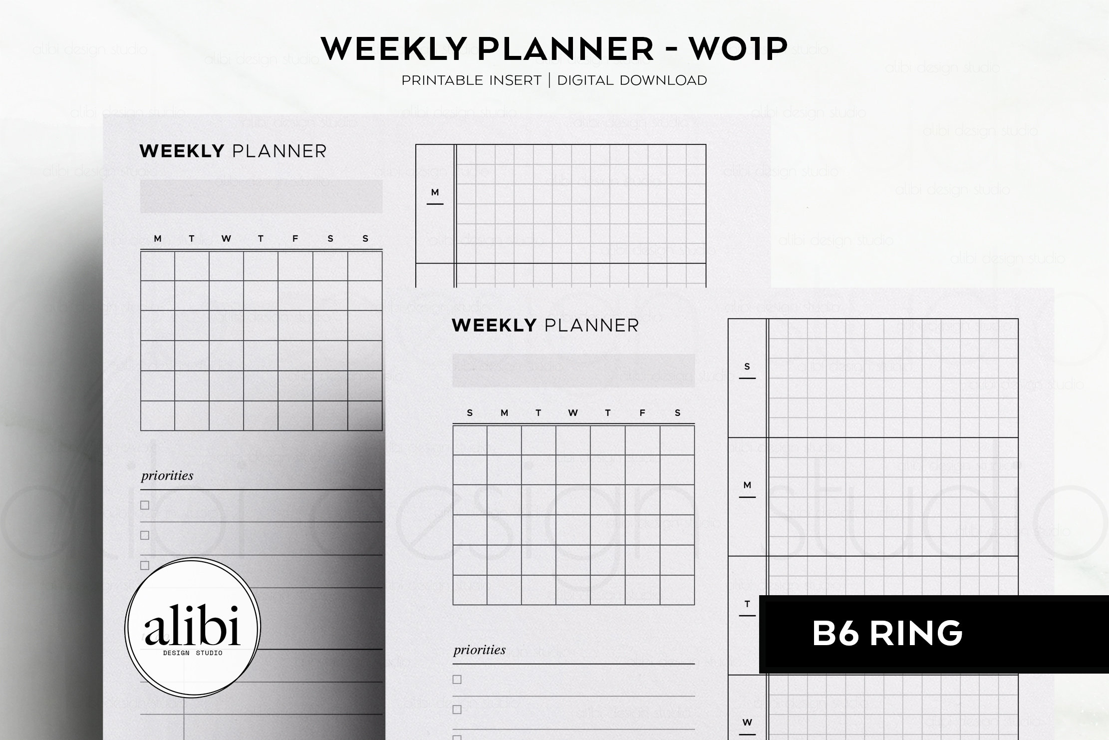 B6 Rings Weekly Planner Week on 1 Page B6 Printable Planner Inserts - Etsy