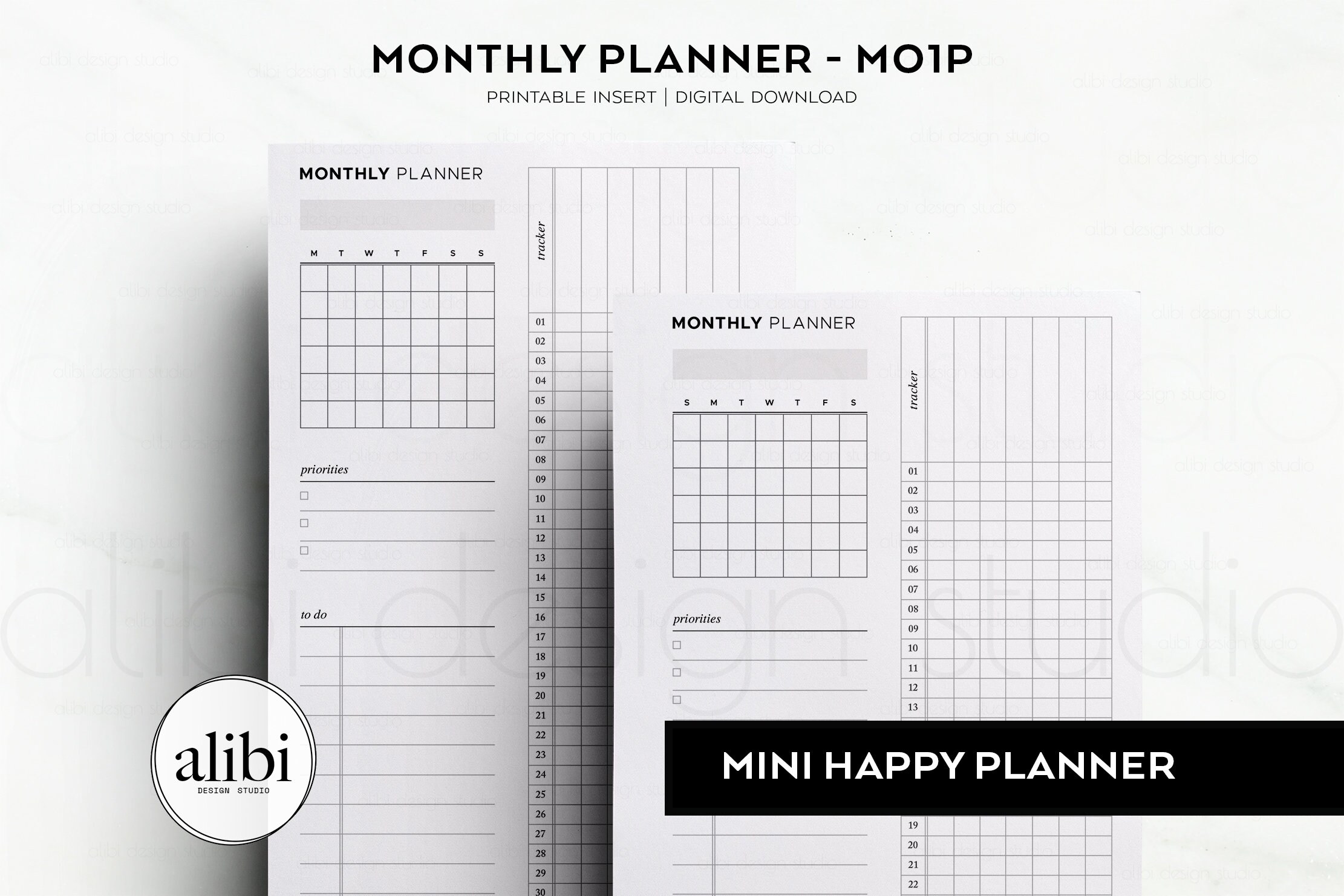 HP MINI Month at a Glance Habit Tracker Monthly Planner Mo1p - Etsy