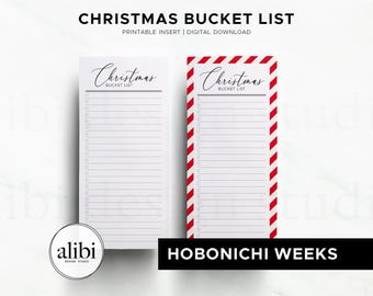 Hobonichi Weeks Christmas Bucket List Planner Insert, Holiday Checklist PDF Instant Download Hobo Weeks Printable Inserts