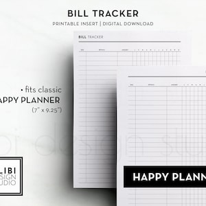 Happy Planner Bill Tracker Monthly Bill Finance Planner HP Classic ...