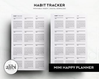 HP MINI Habit Tracker Monthly Planner MINI Happy Planner Printable Inserts