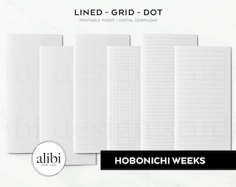 Hobonichi Weeks Grid Paper Dot Grid Lined Paper Printables Hobo Weeks Printable Inserts