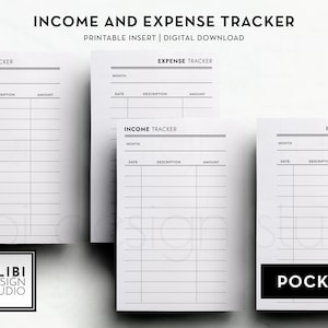 Pocket, Budget Planner Expense Tracker Income Tracker Financial Planner Spending Tracker Pocket Printable Planner Inserts