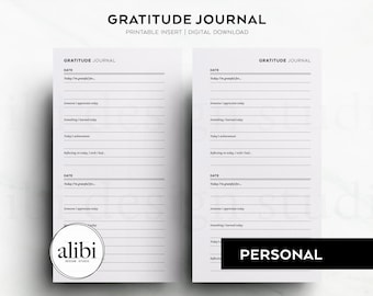 Personal Printable Gratitude Journal Daily Reflection Self Care Planner Mindfulness Planner Personal Printable Planner Inserts