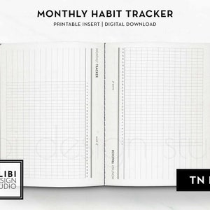 B6 TN, Habit Tracker Monthly Planner Minimalistic Monthly Tracker Travelers Notebook Printable Planner Inserts