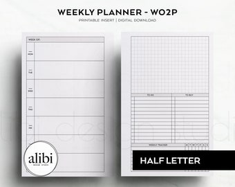 Weekplanner halve letter Week op 2 pagina afdrukbare planner halve pagina invoegsels gewoontetracker horizontale weekplanner