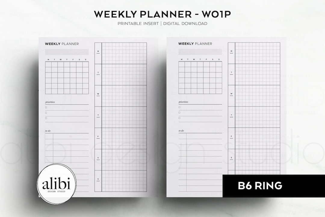 B6 Rings Weekly Planner Week on 1 Page B6 Printable Planner Inserts - Etsy